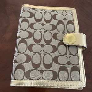 Vintage Coach Canvas Writing Pad/ Journal Tan And Gold